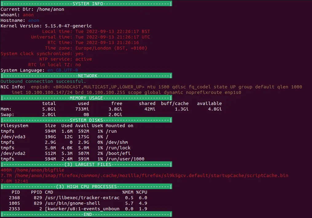 Screenshot of a Linux Terminal